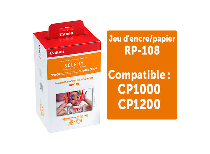 Kit cartouche + papier CANON RP-108 Pour faire 108 Tirages photos